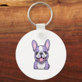 Lila Franse Bulldog Sleutelhanger (Voorkant)