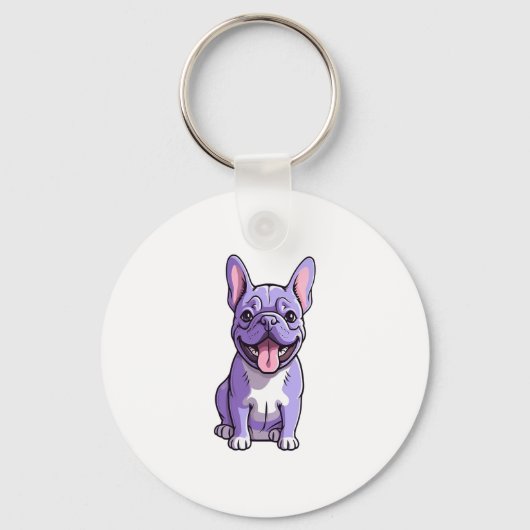 Lila Franse Bulldog Sleutelhanger (Voorkant)