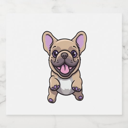 Lila Franse Bulldog Sparkling Wijnetiket (Enkel label)