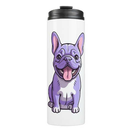 Lila Franse Bulldog Thermosbeker (Voorkant)