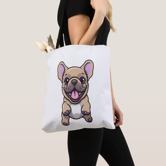 Lila Franse Bulldog Tote Bag (Dichtbij)