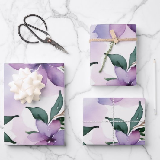 Lila Frost Waterverf Palet Inpakpapier Vel (Voorkant)