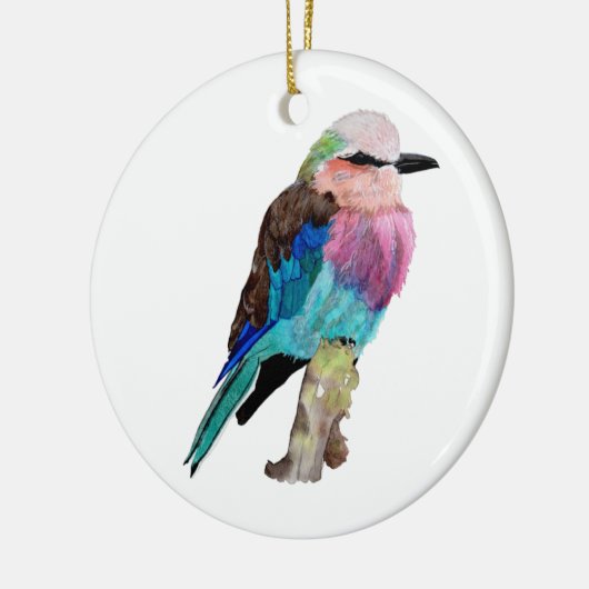 Lila gebrande rolvogel keramisch ornament (Links)