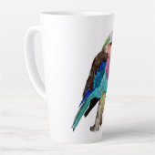 Lila gebrande rolvogel latte mok (Linkerhoek)