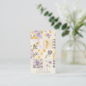 Lila Gele Quilt Patchwork Handgemaakte Kleding Visitekaartje (Staand voorkant)
