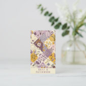 Lila Gele Quilt Patchwork Handgemaakte Kleding  Visitekaartje (Staand voorkant)
