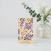 Lila Gele Quilt Patchwork Handgemaakte Kleding Visitekaartje (Staand voorkant)