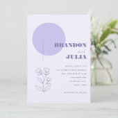 Lila geometrisch Modern Minimalistisch Botanisch P Kaart (Staand voorkant)