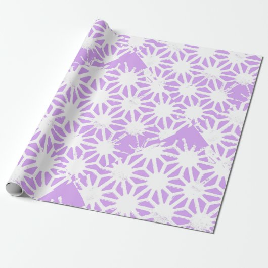 Lila geometrisch patroon cadeaupapier (Uitgerold)