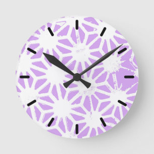 Lila geometrisch patroon ronde klok