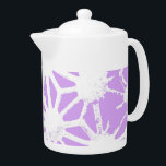 Lila geometrisch patroon theepot<br><div class="desc">Lila en wit geometrisch patroon</div>