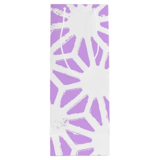 Lila geometrisch patroon wijn cadeautas (Achterkant)