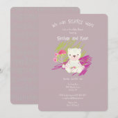 Lila gepolijst Boho teddybeer Baby shower Kaart (Voorkant / Achterkant)