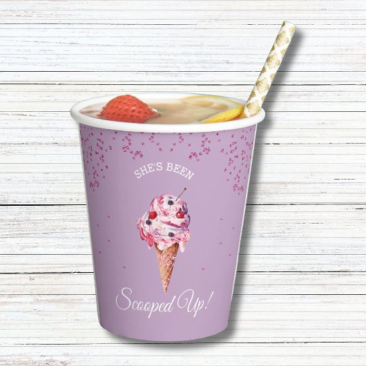Lila geschept Glitter Ice Cream Vrijgezellenfeest Papieren Bekers