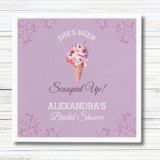 Lila geschept ijs Vrijgezellenfeest Servet