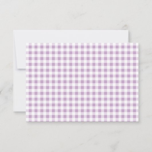 Lila Gingham Check Personal Stationery Card Bedankkaart (Achterkant)