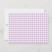 Lila Gingham Check Personal Stationery Card Bedankkaart (Achterkant)