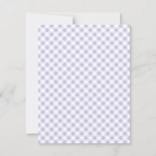 Lila Gingham Check Personal Stationery Note Kaart (Achterkant)