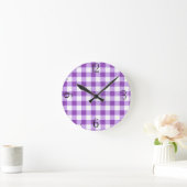 Lila Gingham Clock Ronde Klok (Huis)