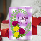 Lila Gingham Floral 5e Jubileum Paar Gift Kaart