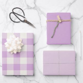 Lila Gingham Inpakpapier Vel