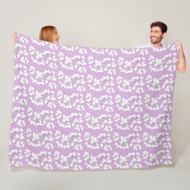 Lila Ginkgo Biloba Fleece Blanket Deken
