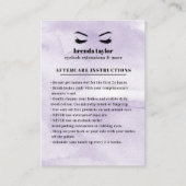 Lila Glam Eyelash Browbar Nazorginstructies Visitekaartje (Voorkant)