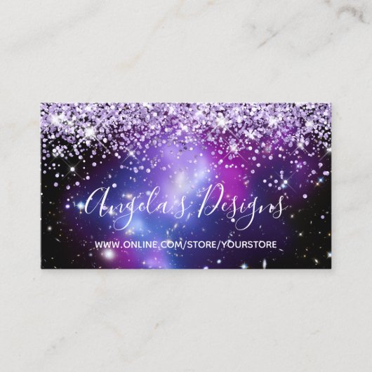 Lila Glitter Blue Paars Galaxy Online Store Visitekaartje (Voorkant)