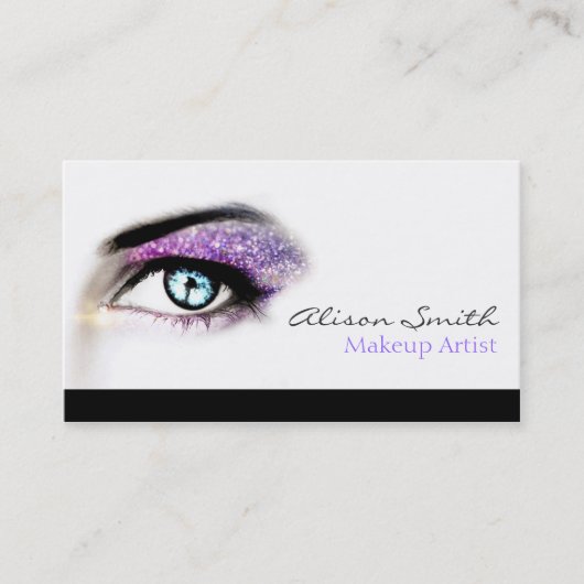 Lila glitter eyeshadow - Makeup Artist Visitekaartje (Voorkant)