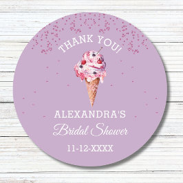 Lila Glitter Ice Cream Vrijgezellenfeest Dank u Ronde Sticker