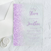 Lila Glitter Modern Script Wedding Acryl Uitnodigingen