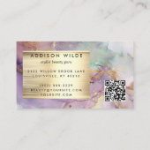 Lila Glitter Waterverf Faux Gold Foil Afsprakenkaartje (Achterkant)