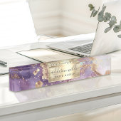 Lila Glitter Waterverf Faux Gold Foil Naambordje