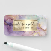 Lila Glitter Waterverf Faux Gold Foil Naamplaatje (In situ)