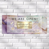 Lila Glitter Waterverf Faux Gold Salon Opening Spandoek