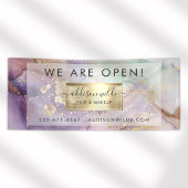 Lila Glitter Waterverf Faux Gold Salon Opening Spandoek