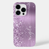 Lila Glittery Glam-handtekening Case-Mate iPhone Case (Achterkant)
