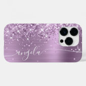Lila Glittery Glam-handtekening Case-Mate iPhone Case (Achterkant (horizontaal))