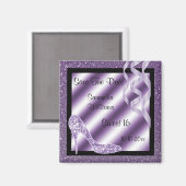 Lila Glittery Stiletto & Streamers Sweet 16 Magneet (Voorkant / Achterkant)