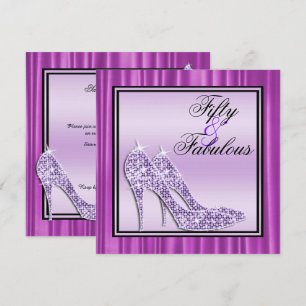 Lila Glittery Stiletto's & Muziek Fabulous 50 Kaart
