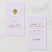 Lila & Gold Balloon Event Planner Social Media Visitekaartje (Voorkant / Achterkant)