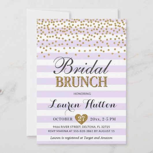Lila Gold Bridal Brunch nodigt Kaarten Mimosa uit (Voorkant)
