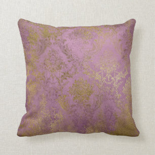  Lila Gold Damask Pillow Paars Kussen