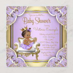 Lila Gold Ethnic Princess Baby Shower-uitvindingen Kaart