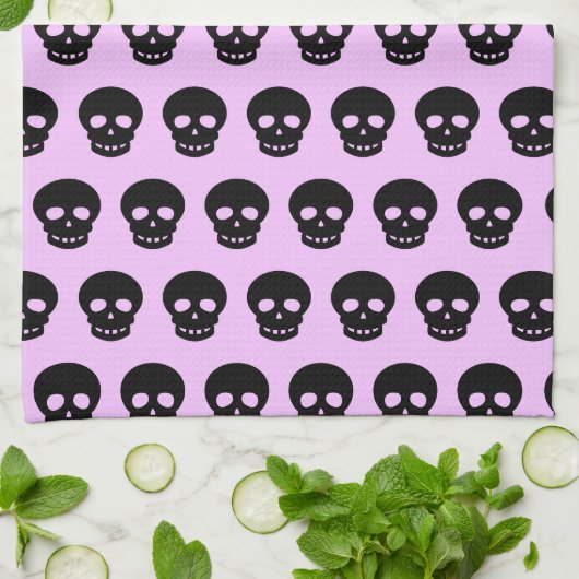 Lila Gothic Skulls Kitchen Towel Theedoek (Gevouwen)