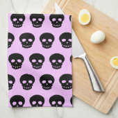 Lila Gothic Skulls Kitchen Towel Theedoek (Quarter Fold)