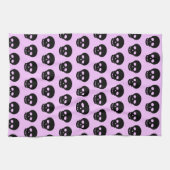 Lila Gothic Skulls Kitchen Towel Theedoek (Horizontaal)