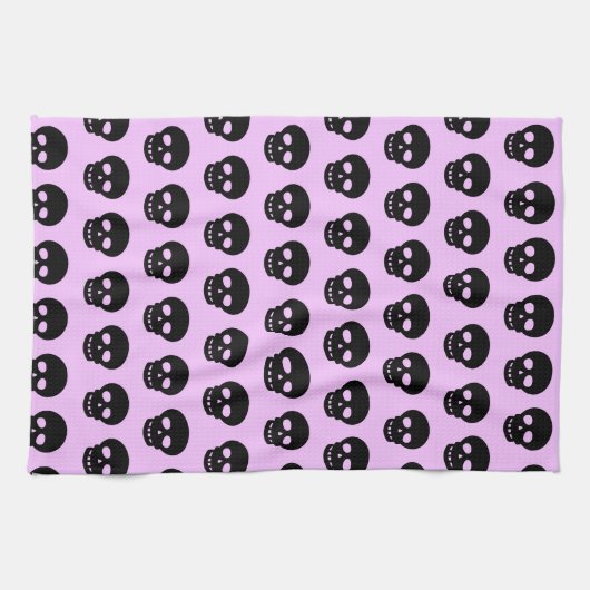 Lila Gothic Skulls Kitchen Towel Theedoek (Horizontaal)