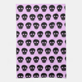 Lila Gothic Skulls Kitchen Towel Theedoek (Verticaal)