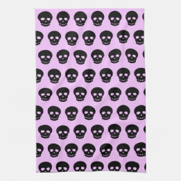 Lila Gothic Skulls Kitchen Towel Theedoek